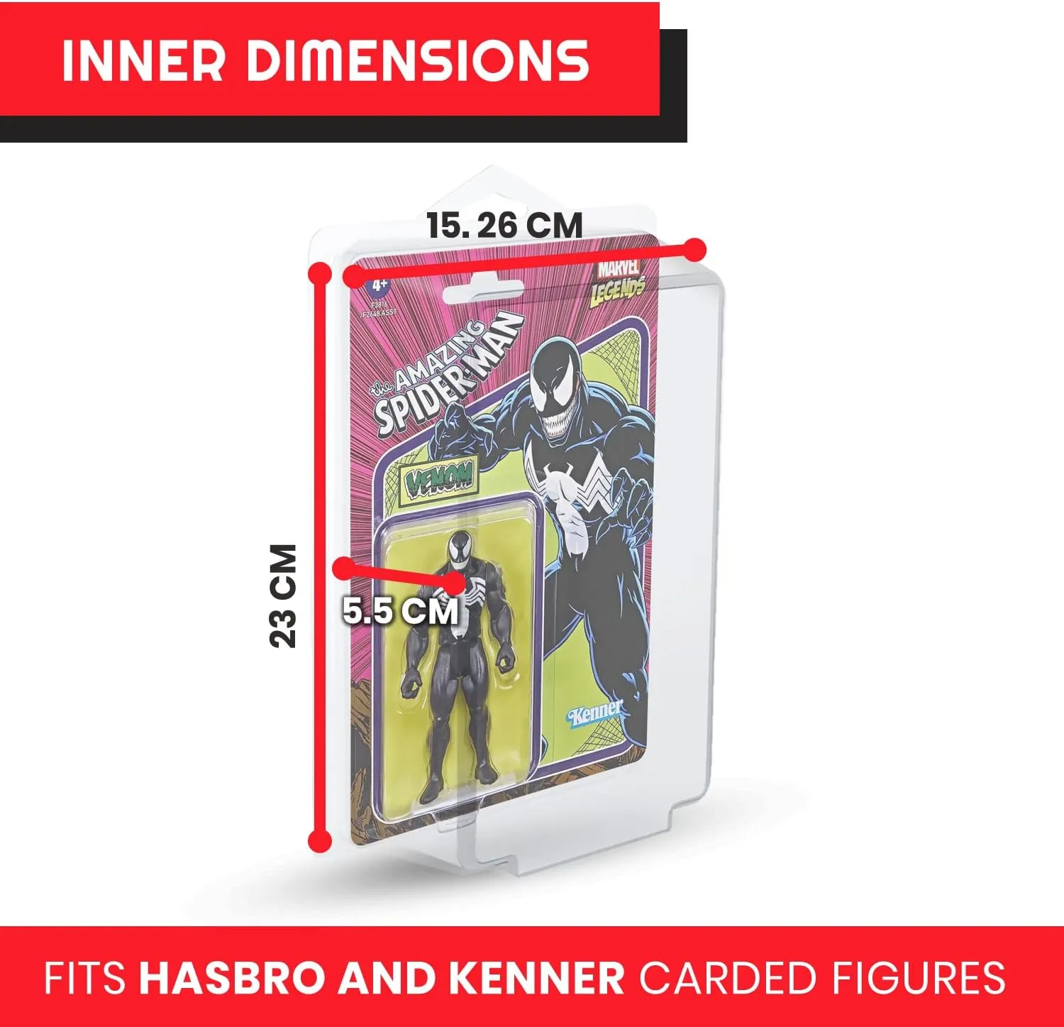EVORETRO Action Figure Display Case for Kenner, Super7 Reaction Figures, 3.75 in Carded Toy Figures Such as Star Wars, Marvel Legends, Motu, GI Joe, Durable Plastic Retro Blister Protective Cases