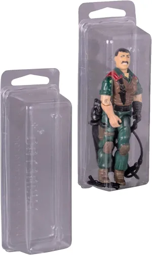 EVORETRO Loose Action Figure Display Case [50-Pack] Retro Plastic Blister Protective Case for 3.75 in Star Wars, Motu, Marvel, GI Joe Toy Figures, Scratch Resistant, Archive Grade, UV Resistant