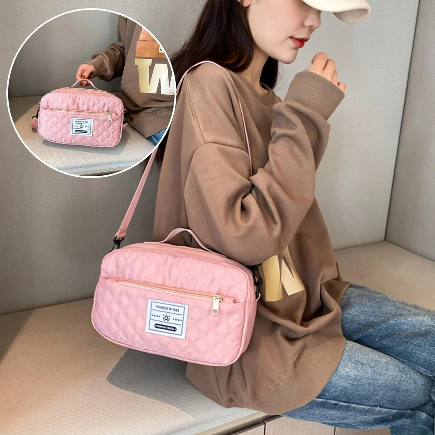 Expandable Weekender Bag for Women - Waterproof Large Capacity Travel Duffle with Multi-Compartment Organizer, Weekend Trips & Business Travel (pink)