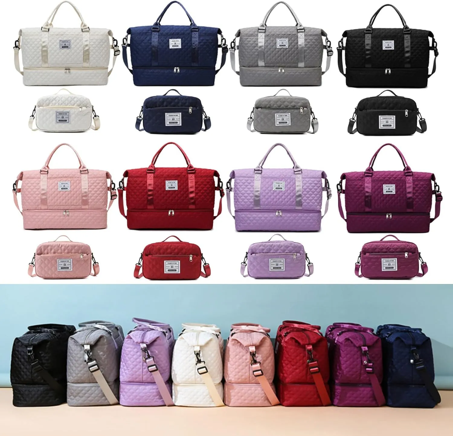 Expandable Weekender Bag for Women - Waterproof Large Capacity Travel Duffle with Multi-Compartment Organizer, Weekend Trips & Business Travel (pink)