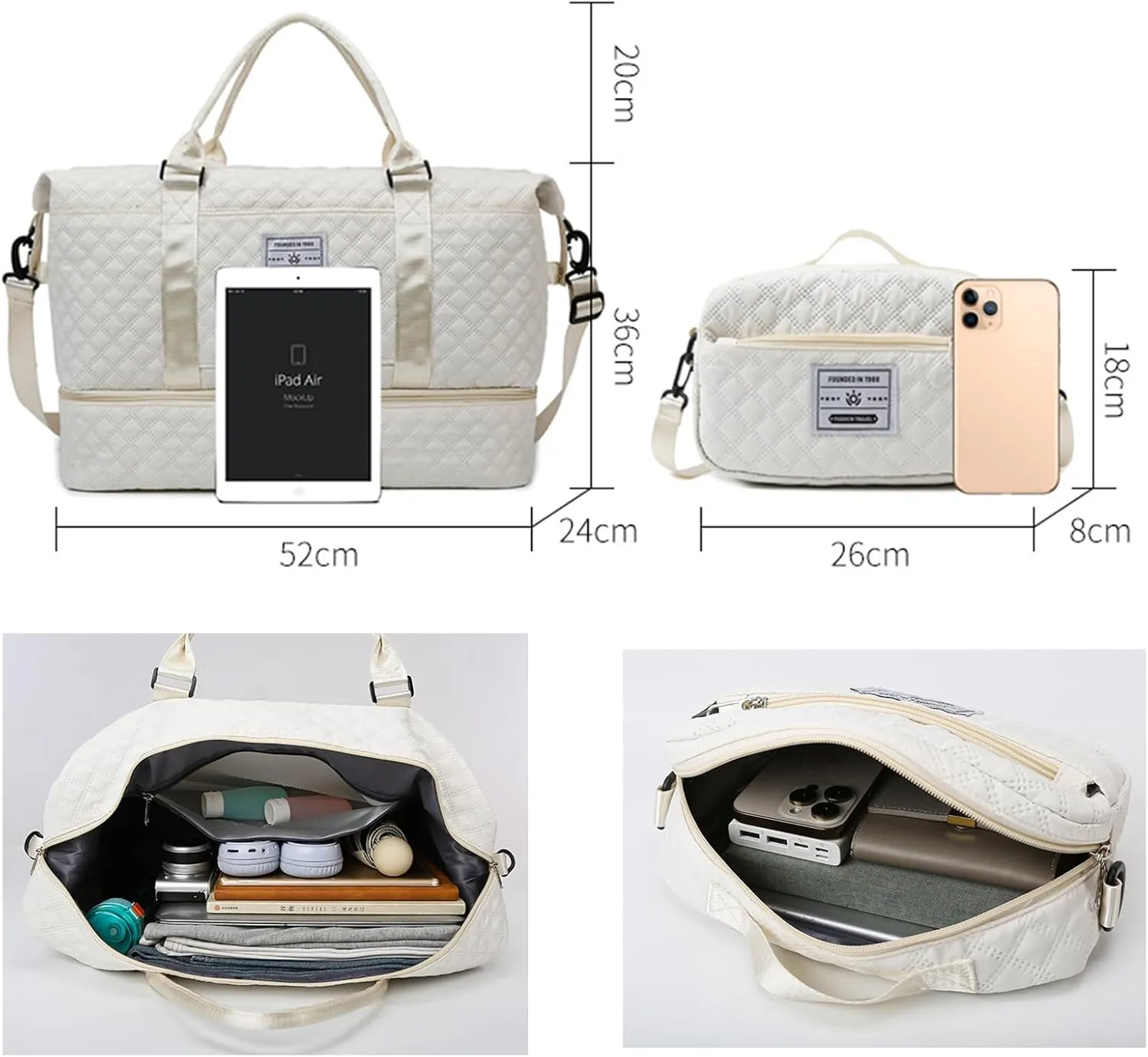 Expandable Weekender Bag for Women - Waterproof Large Capacity Travel Duffle with Multi-Compartment Organizer, Weekend Trips & Business Travel (pink)