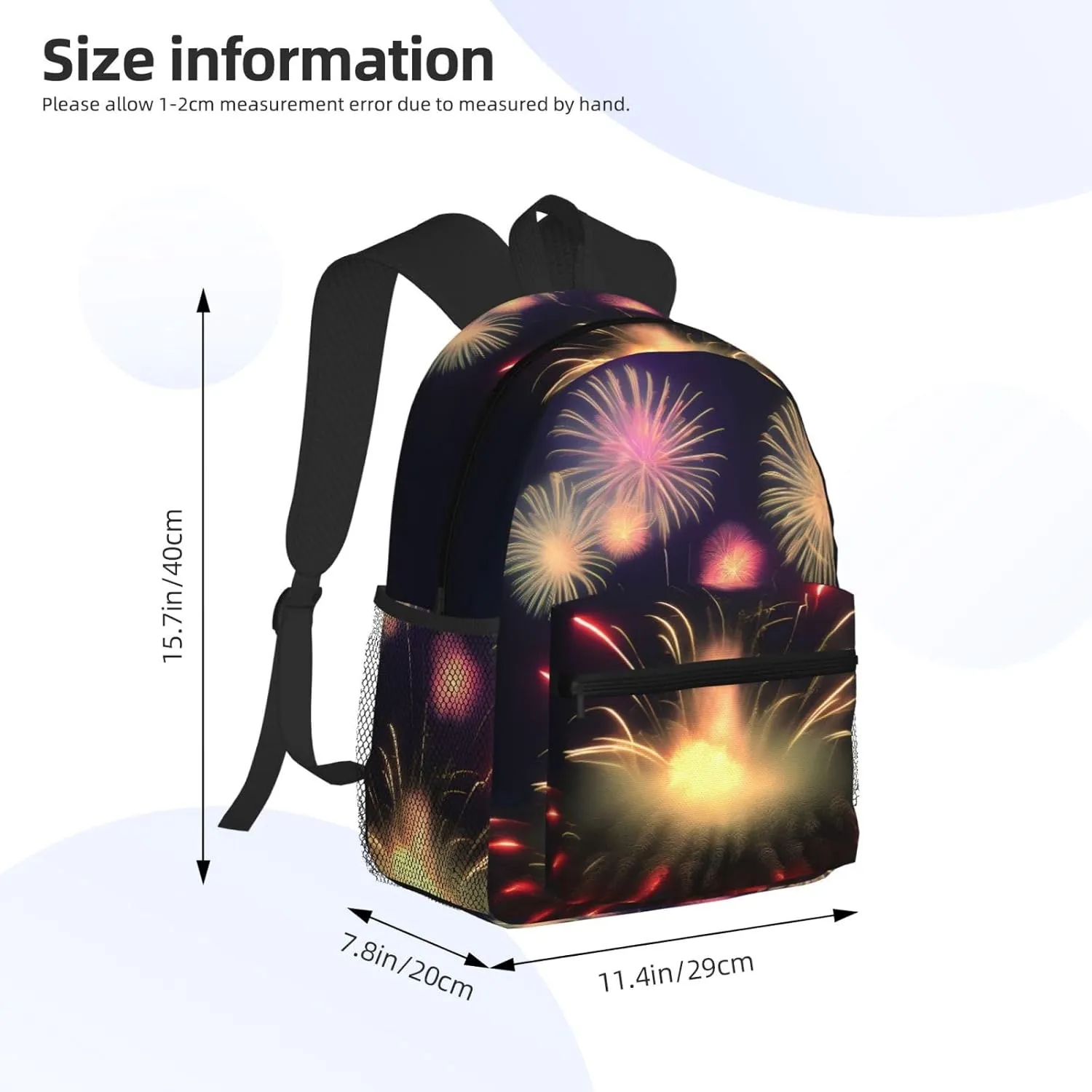 Explosion Fireworks 3d Print Comfortable Backpack,Your Essential Casual Travel Bag For Outdoor Adventures