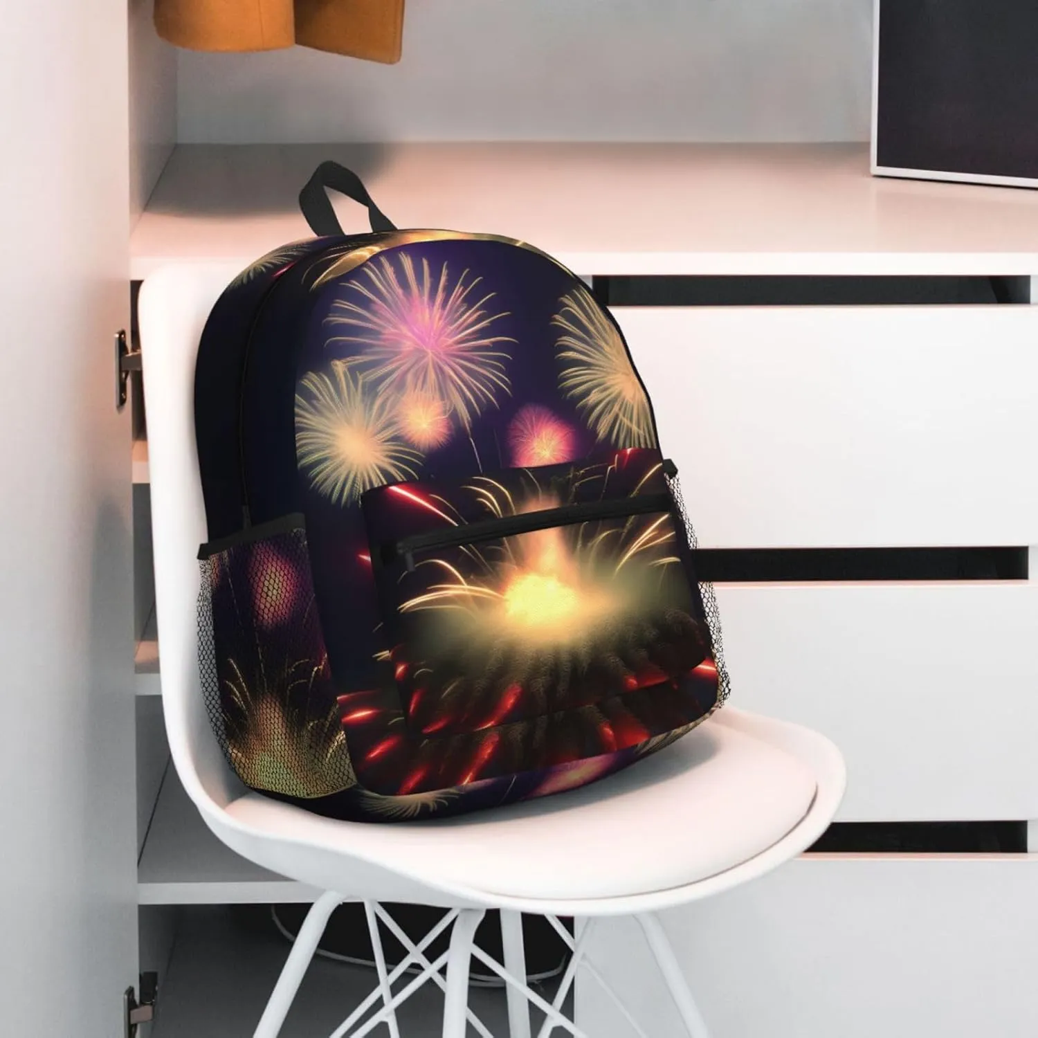 Explosion Fireworks 3d Print Comfortable Backpack,Your Essential Casual Travel Bag For Outdoor Adventures