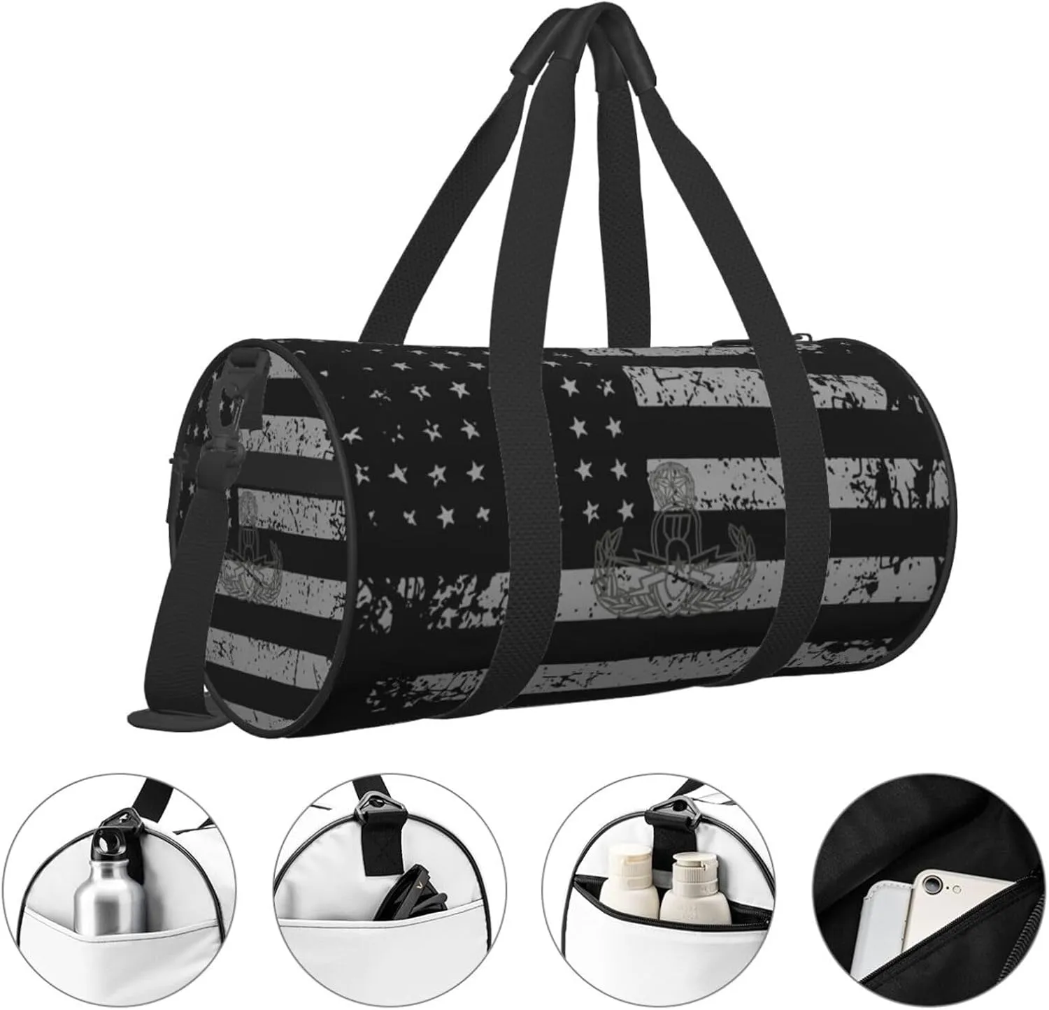 Explosive Ordnance Disposal Eod Travel Luggage Duffel Bag Sports Rolling Foldable Duffel Bag, Black