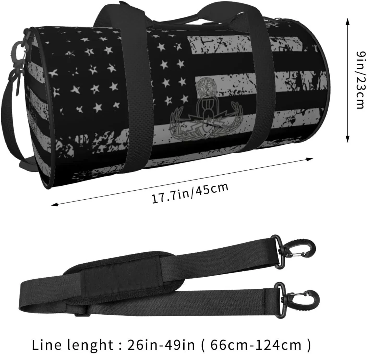 Explosive Ordnance Disposal Eod Travel Luggage Duffel Bag Sports Rolling Foldable Duffel Bag, Black
