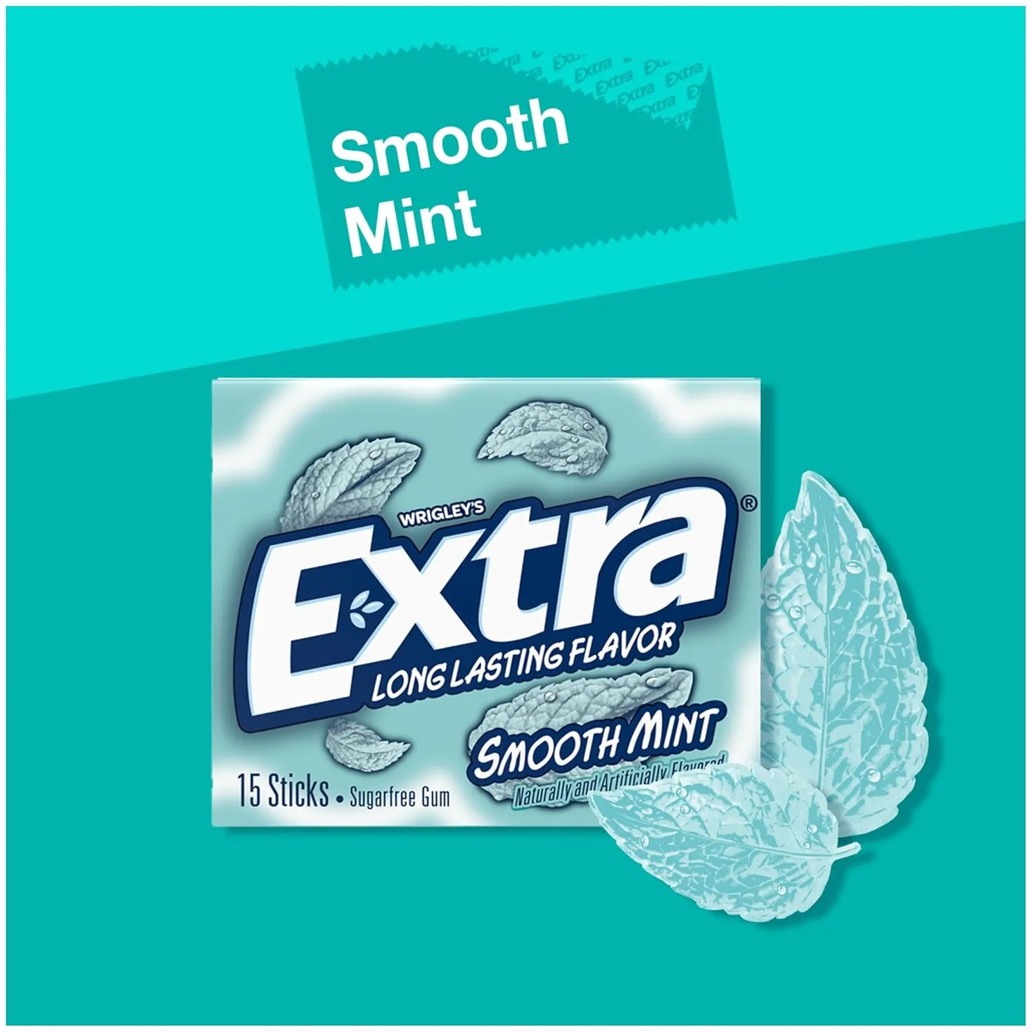 Extra Smooth Mint Sugarfree Gum 15 Count (Pack of 10)