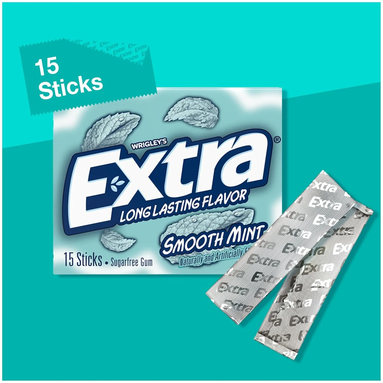 Extra Smooth Mint Sugarfree Gum 15 Count (Pack of 10)