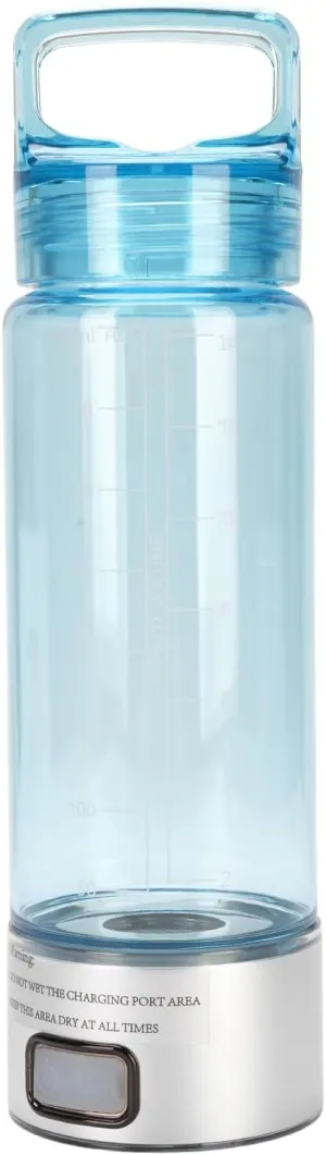 Fafeicy Portable Hydrogen Water Machine 400ml Hydrogen Rich Cup with Ion Membrane Tech for Outdoor Activities (Silver Blue)