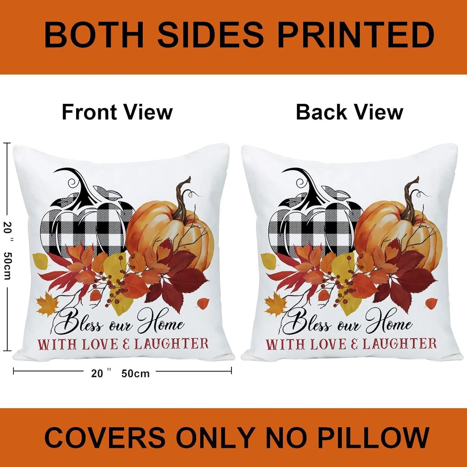 Fall Pillow Covers 20x20 Set of 4 for Fall Decor Farmhouse Thanksgiving Buffalo Check Plaid Gnomes Pumpkin Outdoor Fall Pillows Decorative Throw Pillows Autumn Cushion Cases for Couch
