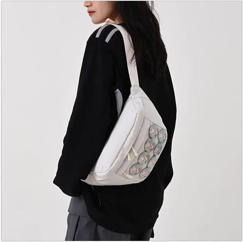 Fanny Pack Ita Bag Crossbody Kawaii Cute Pin Display Bag Messenger Japanese Transparent Clear Waist Bags (white)