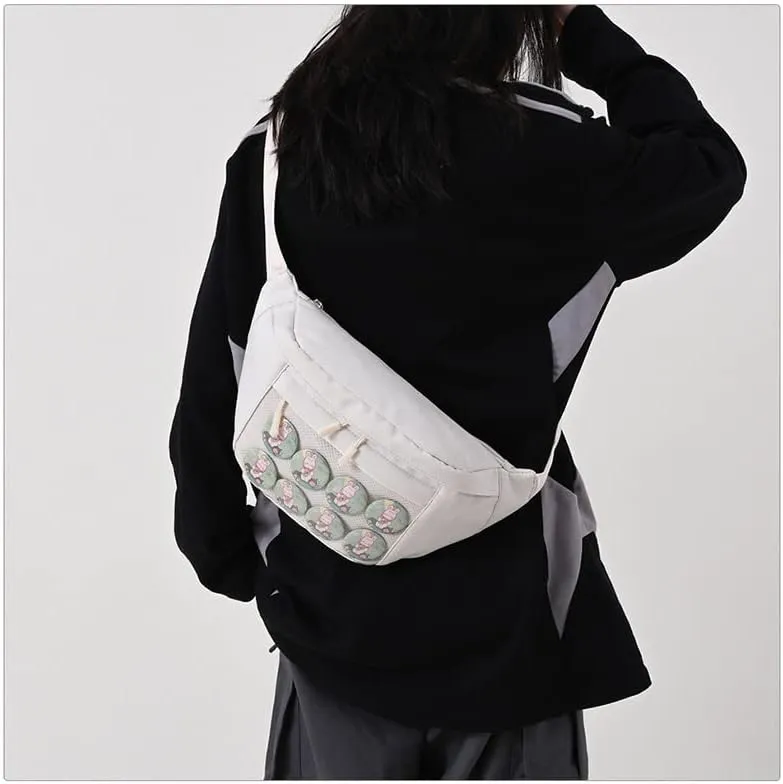 Fanny Pack Ita Bag Crossbody Kawaii Cute Pin Display Bag Messenger Japanese Transparent Clear Waist Bags (white)