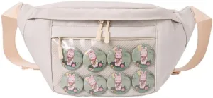 Fanny Pack Ita Bag Crossbody Kawaii Cute Pin Display Bag Messenger Japanese Transparent Clear Waist Bags (white)