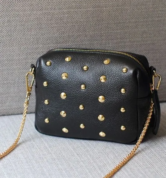 fashion Rivet women shoulder handbag PU leather Crossbody bag designer vintage women mini chain messenger bag