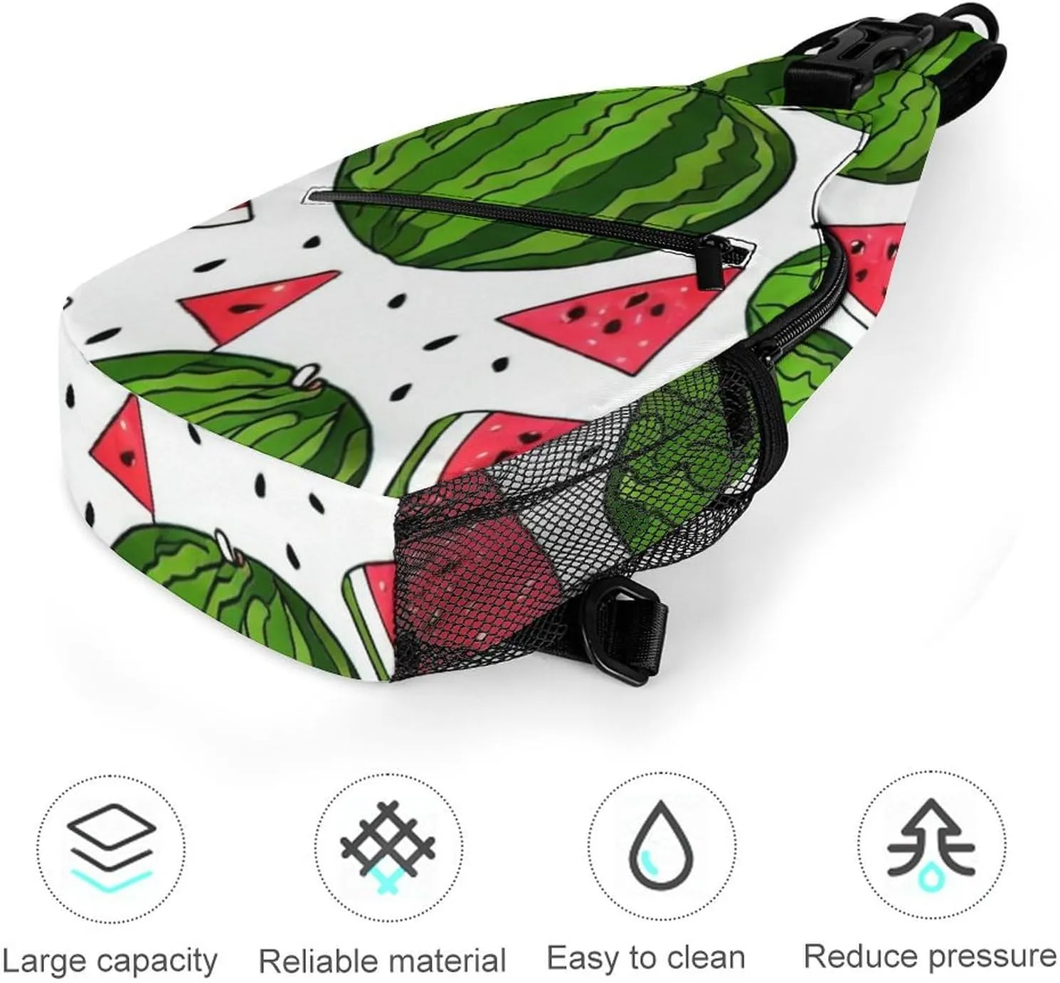 Fashion Sling Backpack, Rucksack, Delicious Watermelon Red Green Crossbody Daypacks Chest Shoulder Packs, Carry On Bag, Outdoor Sport Daypack Travel Bag for Men Women