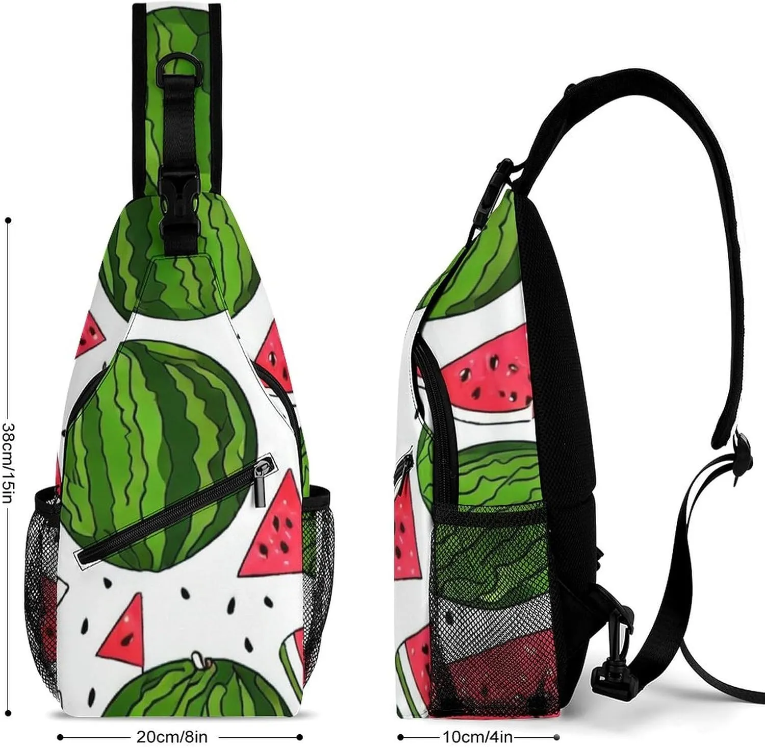 Fashion Sling Backpack, Rucksack, Delicious Watermelon Red Green Crossbody Daypacks Chest Shoulder Packs, Carry On Bag, Outdoor Sport Daypack Travel Bag for Men Women