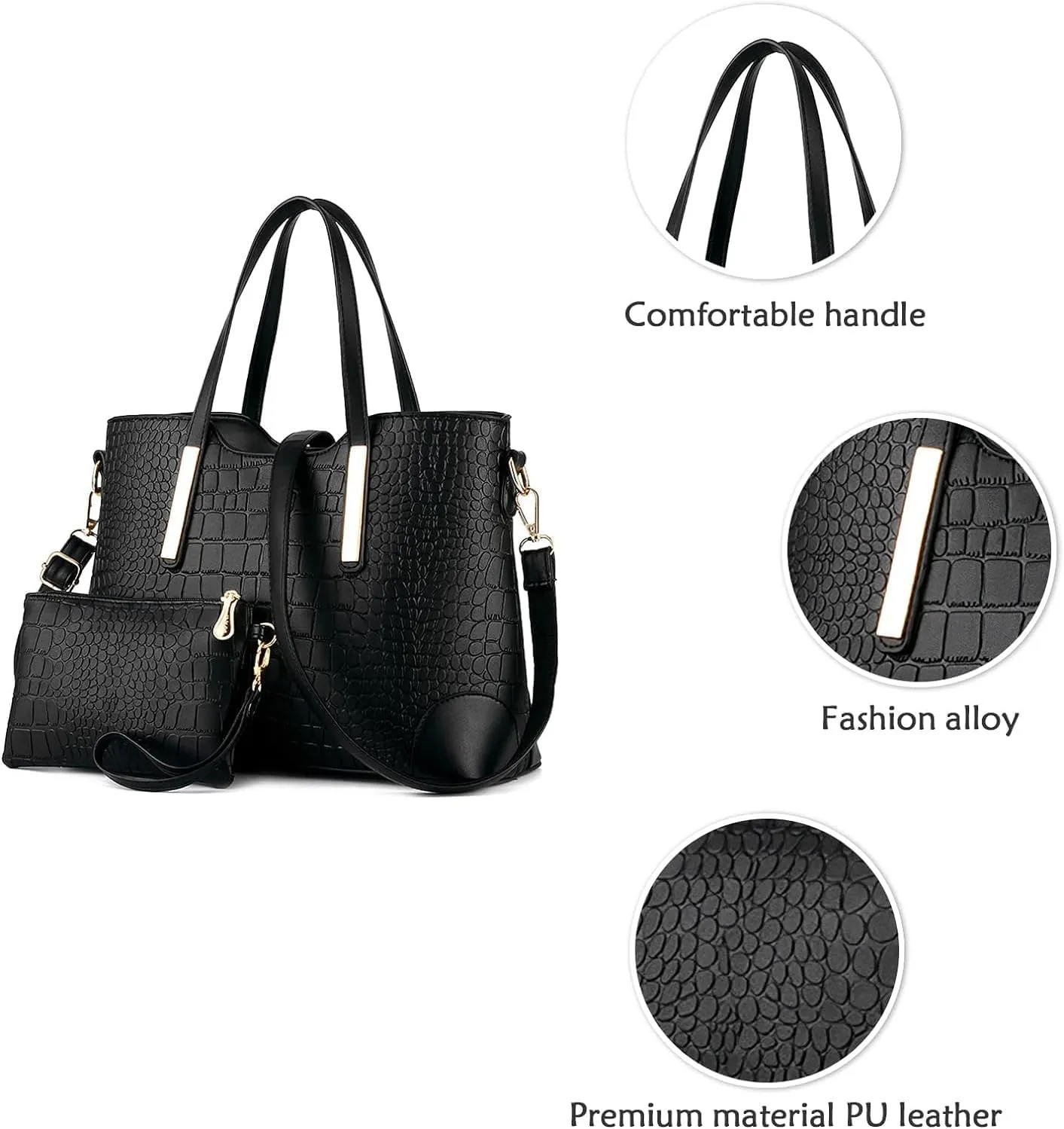 Fashion Women Handbags Set 2 Pcs Large Shoulder Bag Multifunctional