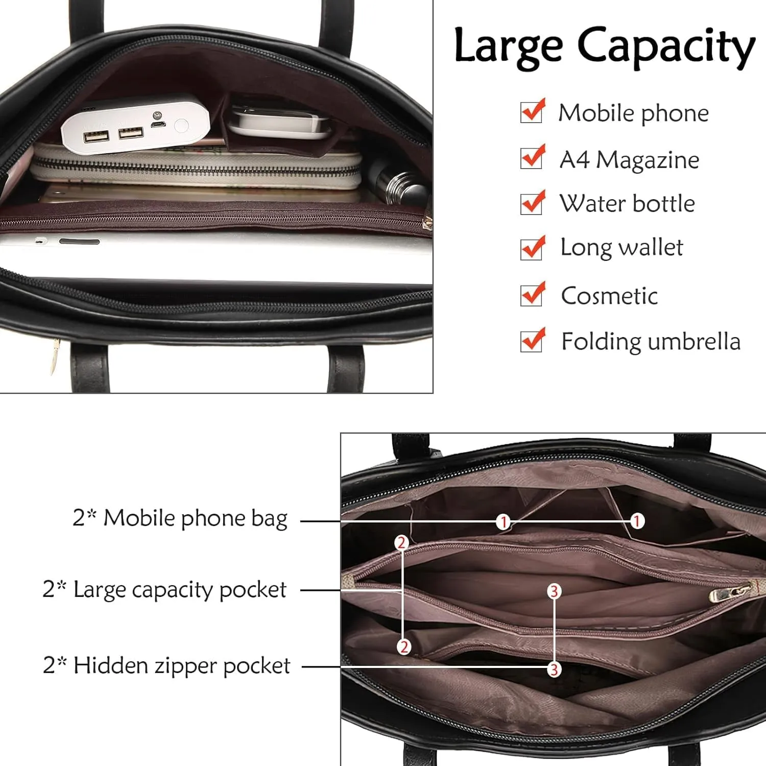 Fashion Women Handbags Set 2 Pcs Large Shoulder Bag Multifunctional