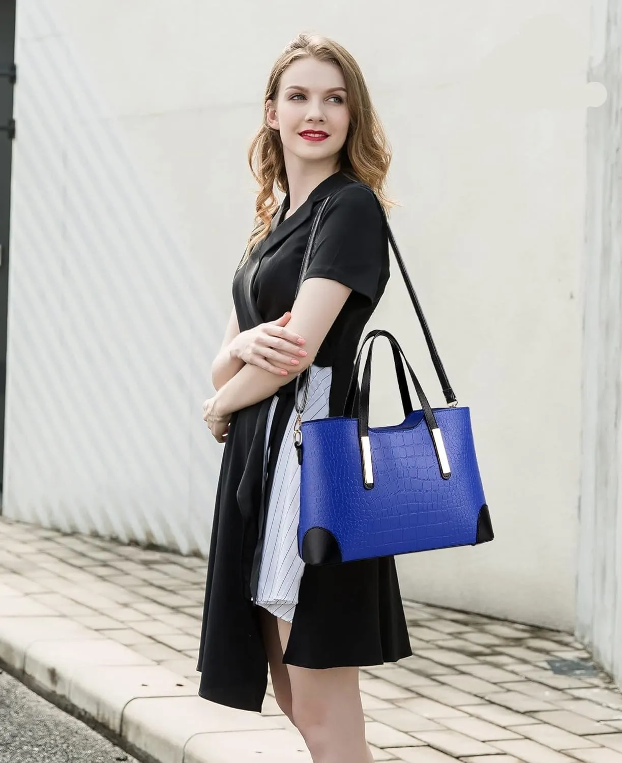 Fashion Women Handbags Set 2 Pcs Large Shoulder Bag Multifunctional