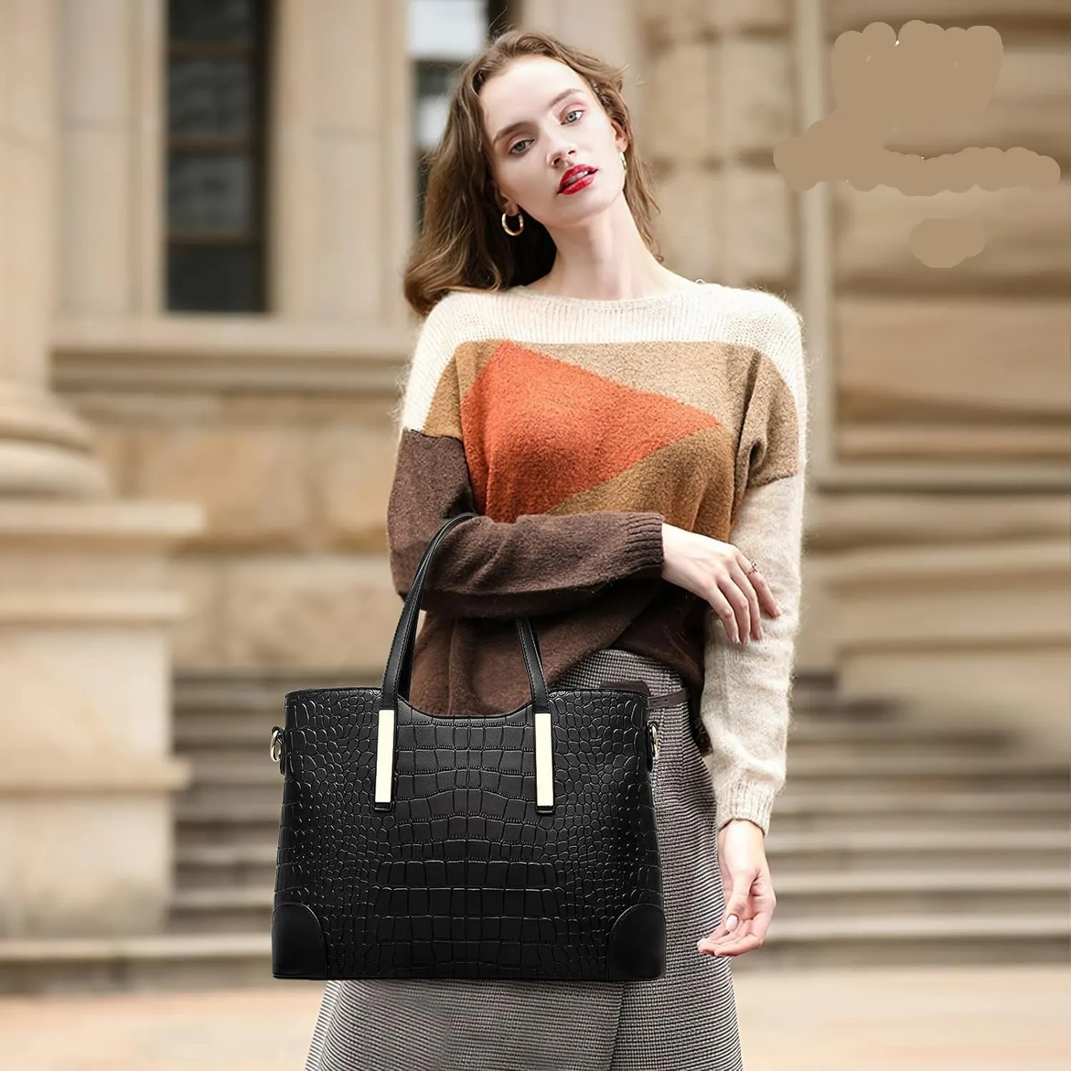 Fashion Women Handbags Set 2 Pcs Large Shoulder Bag Multifunctional