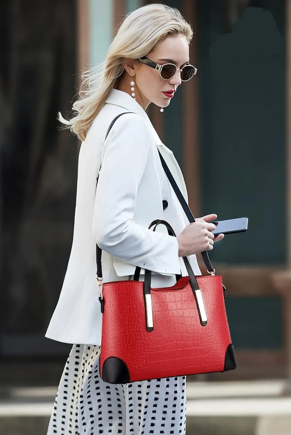 Fashion Women Handbags Set 2 Pcs Large Shoulder Bag Multifunctional