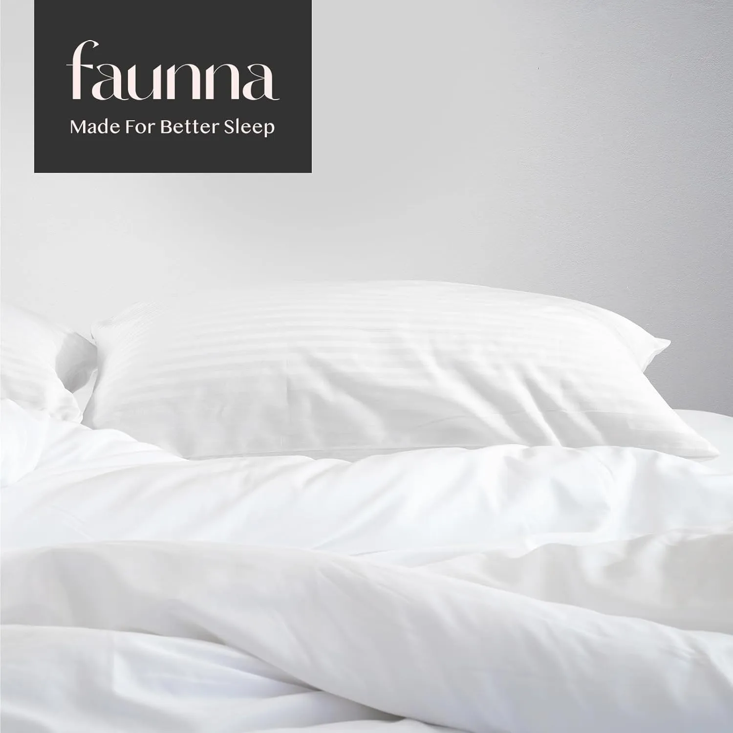 FAUNNA 600TC 100% Cotton Pillow Protectors, Standard Size (20x26), 4 Pack, Oeko-TEX Certified, Hotel Grade Pillow Cover with Silent Zipper, Zip Up Pillow Cases, White