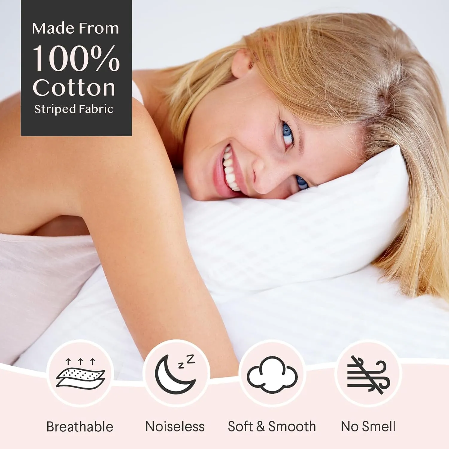 FAUNNA 600TC 100% Cotton Pillow Protectors, Standard Size (20x26), 4 Pack, Oeko-TEX Certified, Hotel Grade Pillow Cover with Silent Zipper, Zip Up Pillow Cases, White
