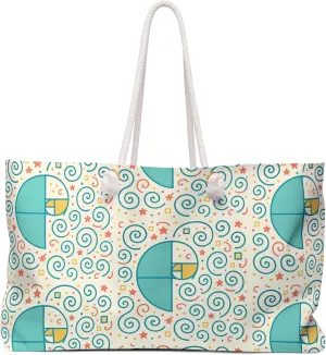 Fibonacci Triad Weekender Bag - Geometric Travel Duffle for Beach, Gym, Vacations, Adventurer Gift, Unique Pattern, Stylish