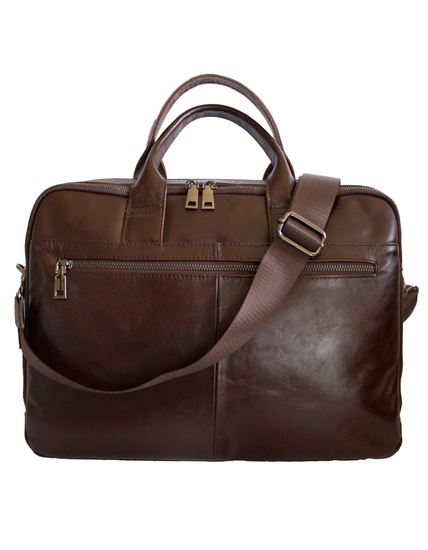 Fino FN8808 Unisex Genuine Leather Business Messenger/ Briefcase - Brown