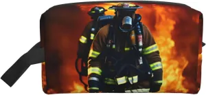 Firefighter Fireman Flame print Toiletry Bag for Men,Toiletry Organizer Dopp Kit Shaving Bag for Toiletries Accessories