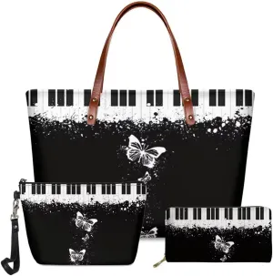 FKELYI Women's Handbag Matching Wristlet Purse and Cosmetic Case,3 Piece Set