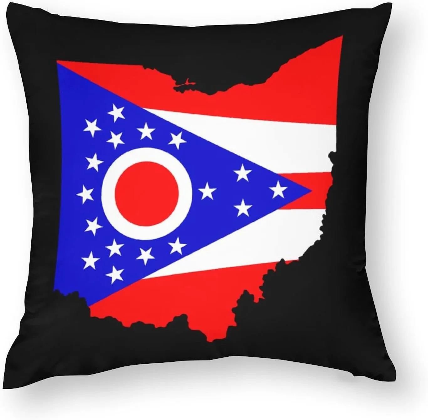 Flag Map of Ohio Polyester Pillow Cases Soft Pillow Covers Smooth Cushion Covers for Sofa Bed Set of 4