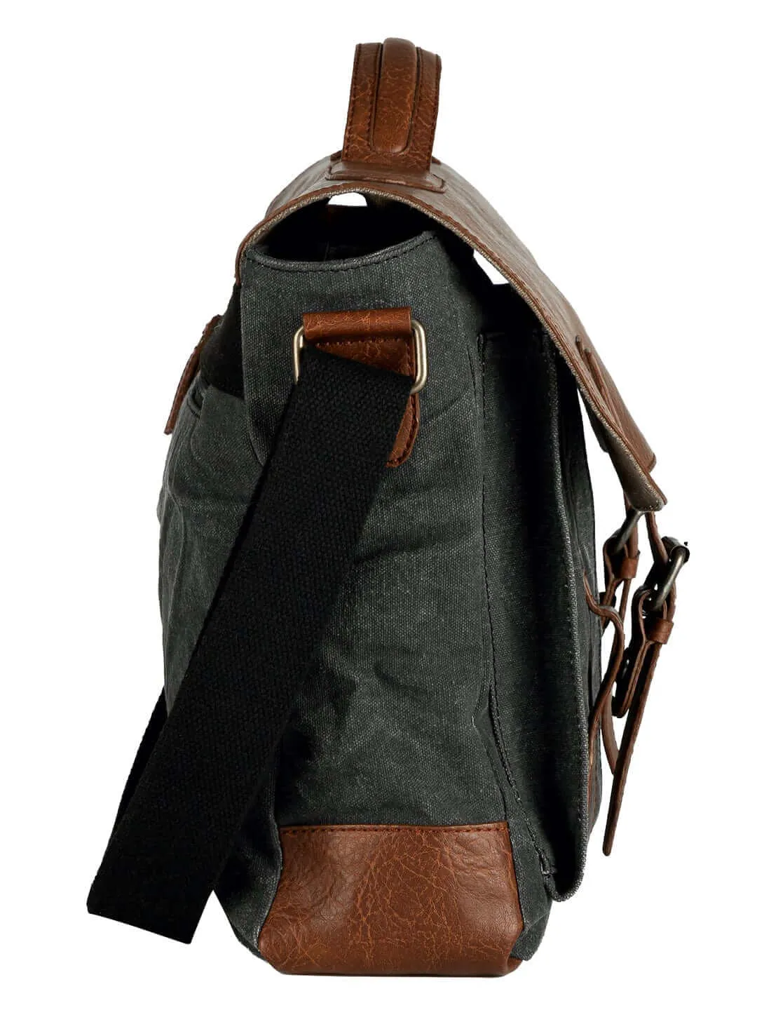 Flap Messenger Laptop Bag for Men & Women - Black