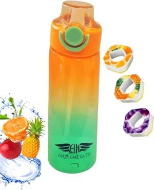 Flavor Water Bottle with Flavor Pods, Flavor water bottle Leak-Proof Sports Water Cup with Straw.Fruit Fragrance Bottle Suitable for outdoor Sports 900ml bottle 3 Flavor pod (orange green)