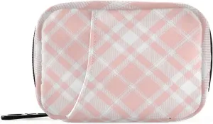 Flesh Pink Checkerboard Medication Bags with Detachable Compartments Attachable Pill Cases Organizers for Purse