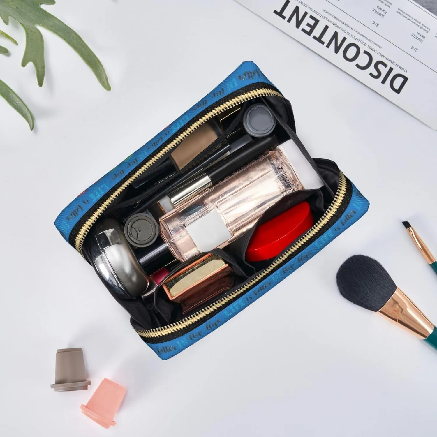 Flip Flops Calligraphy Beach Shoes Toiletry Pouch, Travel-Friendly Makeup Organizer For Makeup Brushes, Lipsticks