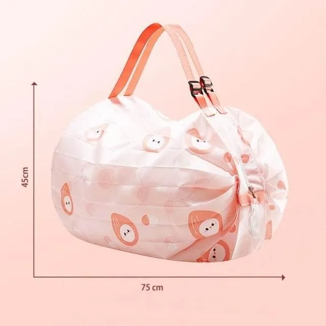 Floral Foldable Reusable Shopping Bag - Colorful Eco-Friendly Tote