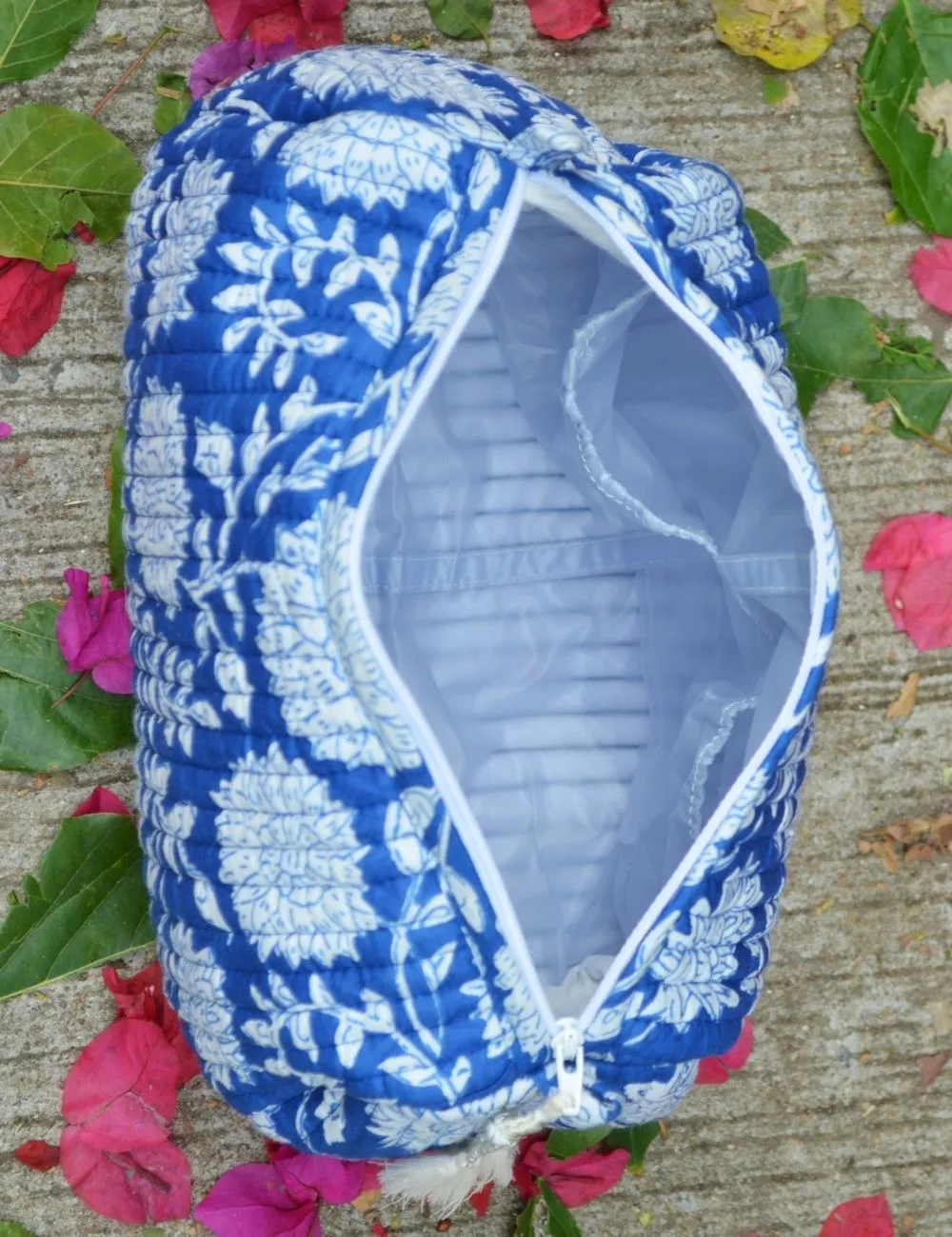 Floral Print Cotton Wash Bag Set Of 3 Pieces