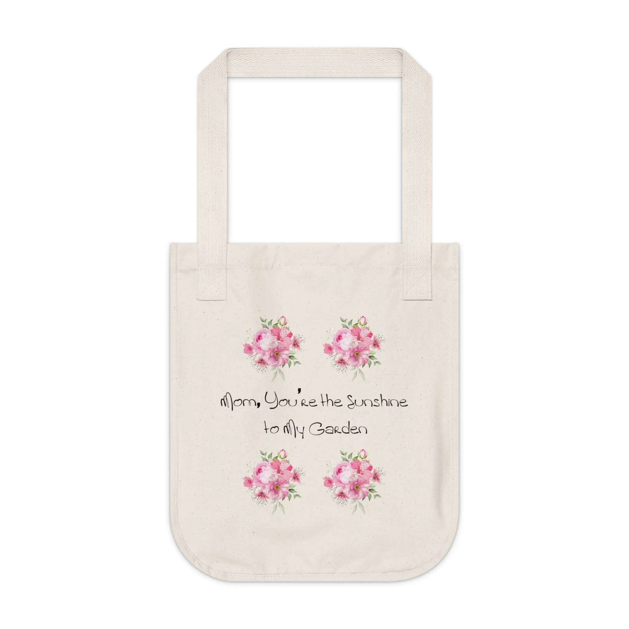 Flowers Floral Mom, You’re the Sunshine to My Garden Organic Canvas Tote Bag - Eco-Friendly Carryall for Everyday Use