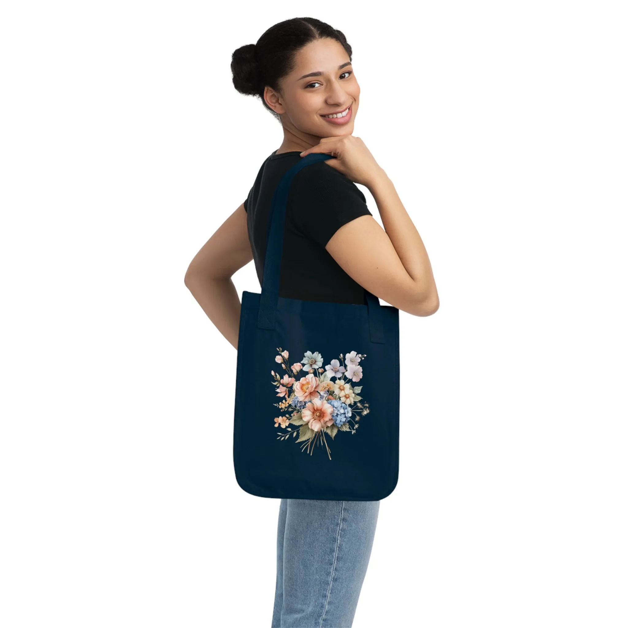 Flowers Pastel Floral Organic Canvas Tote Bag - Eco-Friendly Carryall for Everyday Use