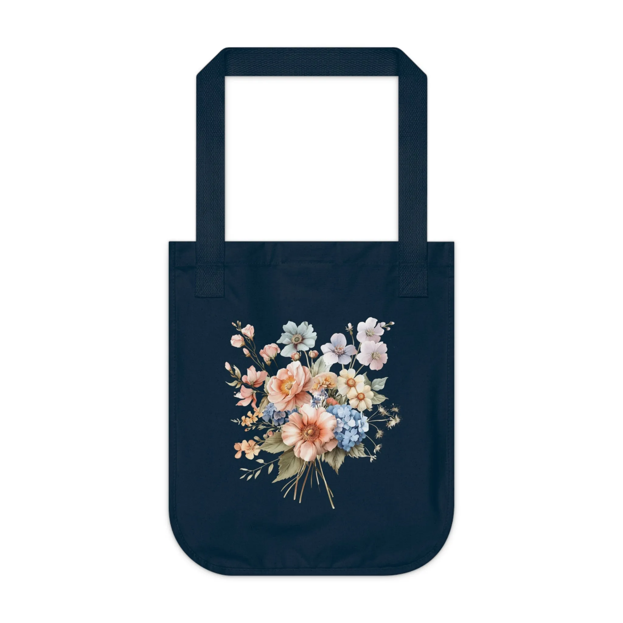 Flowers Pastel Floral Organic Canvas Tote Bag - Eco-Friendly Carryall for Everyday Use