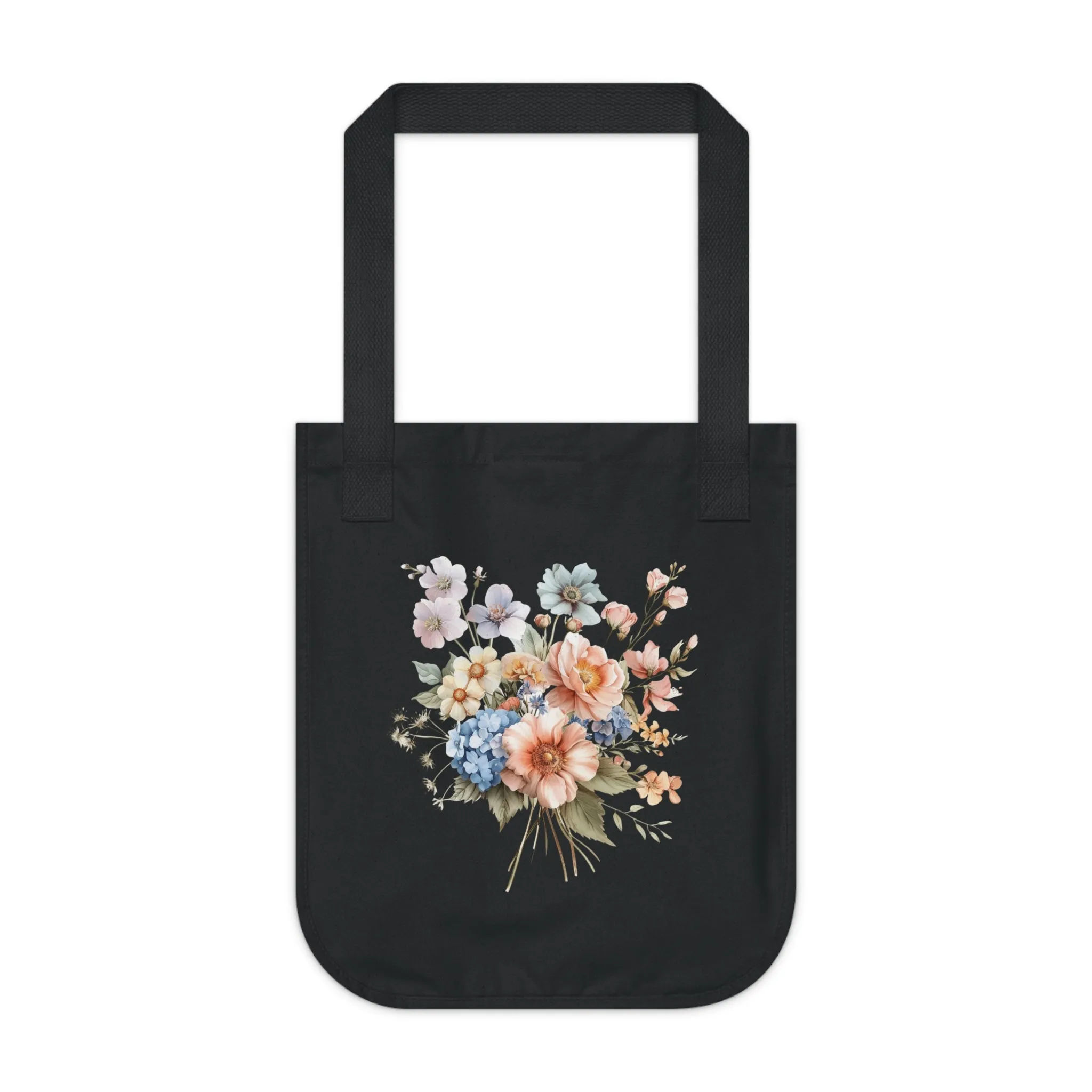 Flowers Pastel Floral Organic Canvas Tote Bag - Eco-Friendly Carryall for Everyday Use