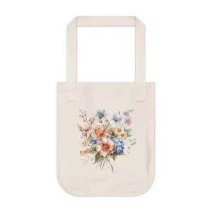 Flowers Pastel Floral Organic Canvas Tote Bag - Eco-Friendly Carryall for Everyday Use