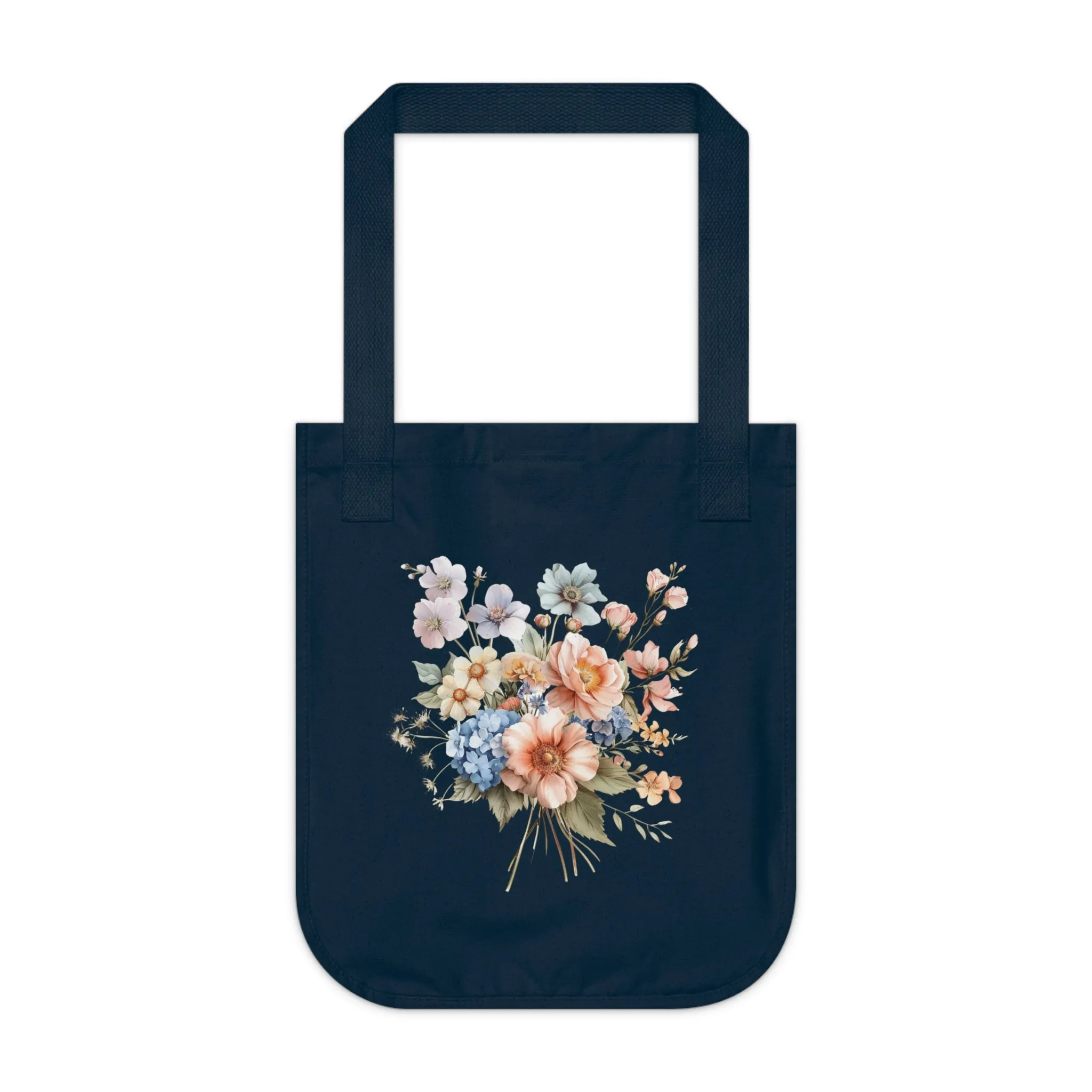 Flowers Pastel Floral Organic Canvas Tote Bag - Eco-Friendly Carryall for Everyday Use