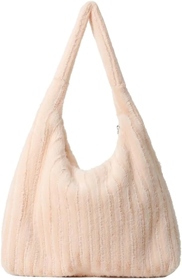 Fluffy Tote Bag Underarm Bag Shoulder Bag Furry Plush Underarm Handbag for Ladies Girls Women Autumn Winter