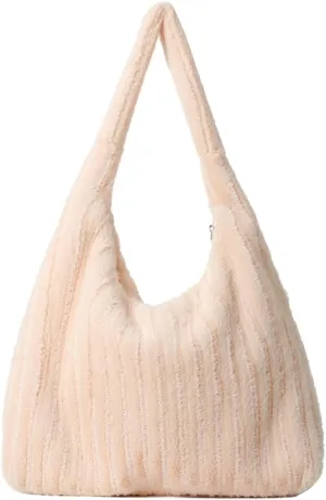 Fluffy Tote Bag Underarm Bag Shoulder Bag Furry Plush Underarm Handbag for Ladies Girls Women Autumn Winter