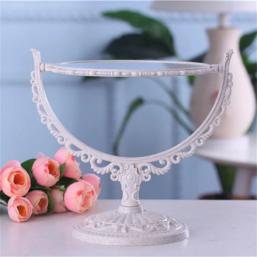 FMURY Desktop Makeup Mirrors Large Sided Retro Dressing Mirrors Beauty Mirrors Portable Princess Mirrors