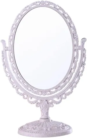 FMURY Desktop Makeup Mirrors Large Sided Retro Dressing Mirrors Beauty Mirrors Portable Princess Mirrors