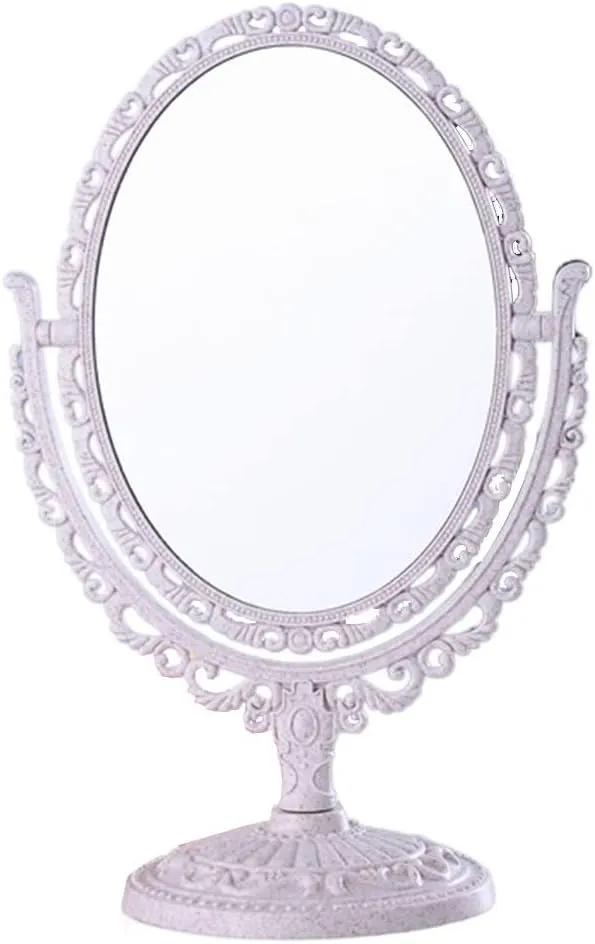 FMURY Desktop Makeup Mirrors Large Sided Retro Dressing Mirrors Beauty Mirrors Portable Princess Mirrors