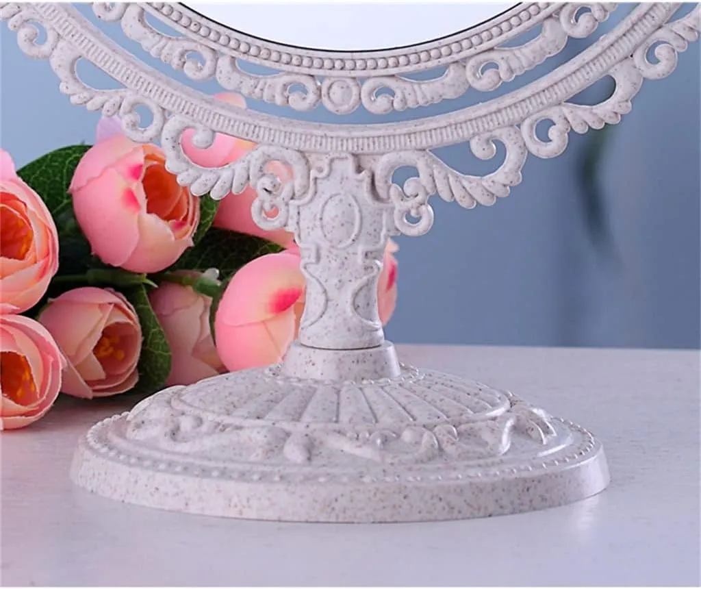 FMURY Desktop Makeup Mirrors Large Sided Retro Dressing Mirrors Beauty Mirrors Portable Princess Mirrors