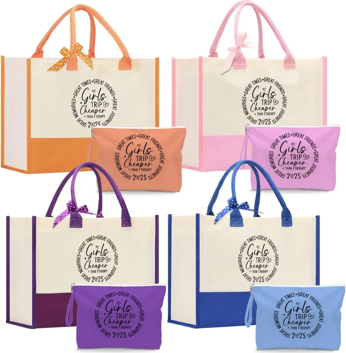 Fokongna Girls Trip 2025 For Women Friend Sister Travel Gifts Canvas Tote Bag Wet Bag for swimsuit Beach Bags Gifts